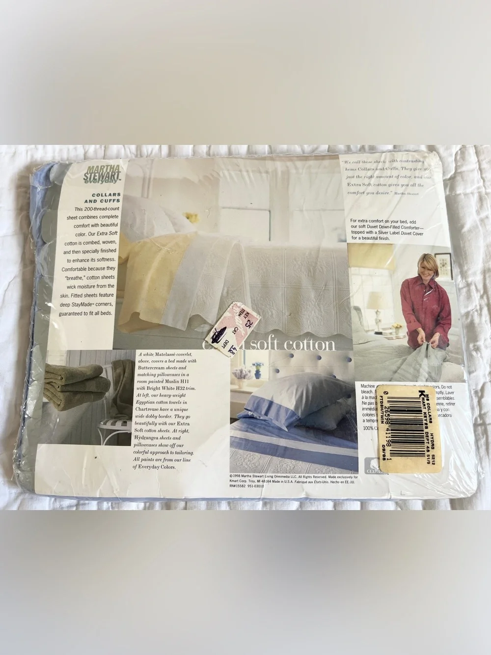 NEW Martha Stewart Everyday Fitted Sheet 1998 100% Extra Soft Cotton Twin Blue